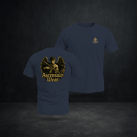 Ascensum Wear Guardian Angel Tee — Warrior Angel with Rifle Graphic Shirt