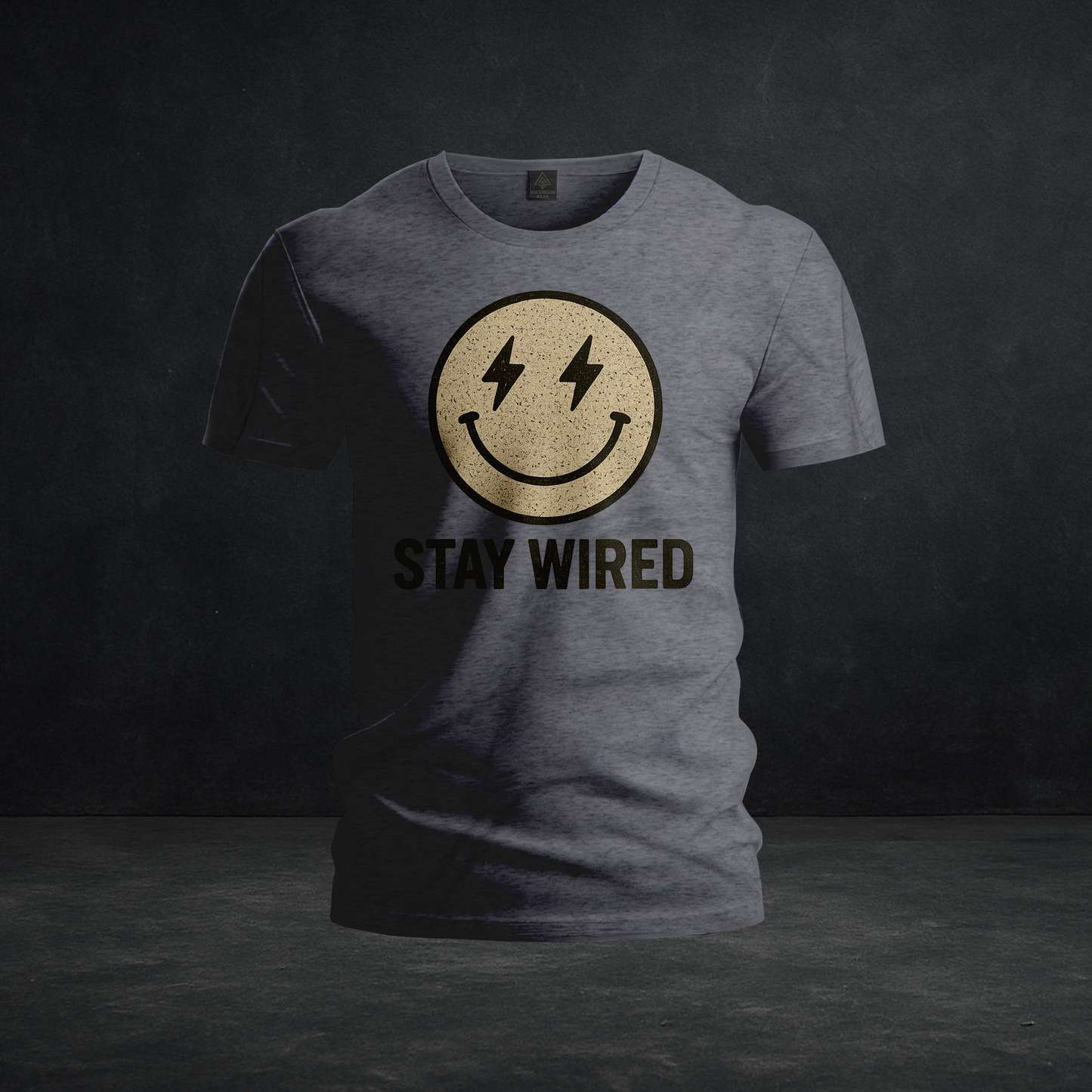 Stay Wired – Tri-Blend Electric Smiley Retro Distressed Tee