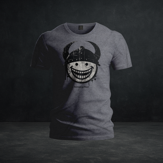 Viking Smiley Graphic Tee — Tri-Blend Grunge Norse Helmet Shirt