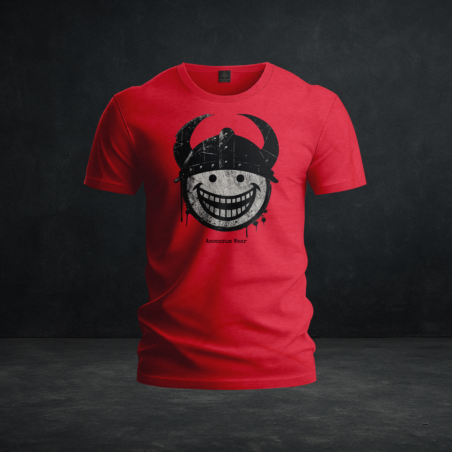 Viking Smiley Graphic Tee — Tri-Blend Grunge Norse Helmet Shirt