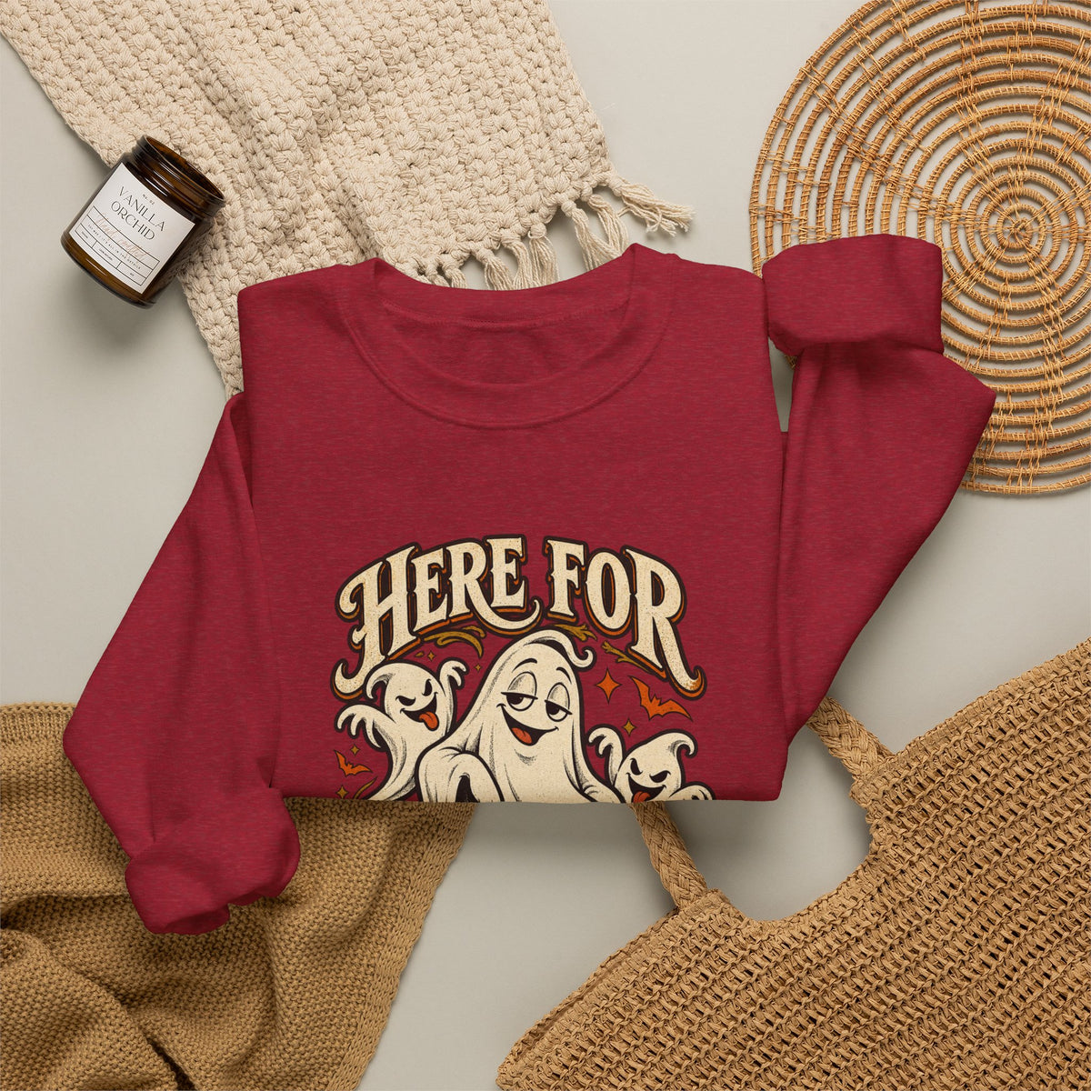 Here for the Boos — Vintage Ghost Trio Unisex Crewneck | Ascensum Wear