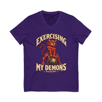 Exercising My Demons — Halloween Unisex V Neck | Ascensum Wear
