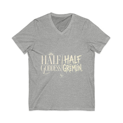 Half Goddess, Half Gremlin | Women's Empowerment V Neck