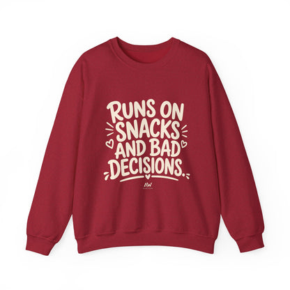 Runs On Snacks And Bad Decisions — Women's Empowerment Crewneck | Ascensum Wear