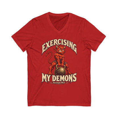 Exercising My Demons — Halloween Unisex V Neck | Ascensum Wear