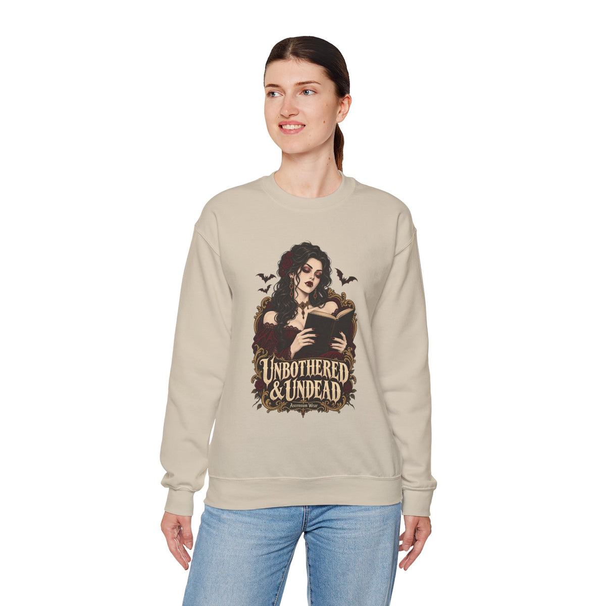 Unbothered & Undead — Women's Gothic Halloween Crewneck | Ascensum Wear