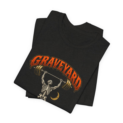 Graveyard Shift — Skeleton Weightlifter Front Print Tee | Ascensum Wear