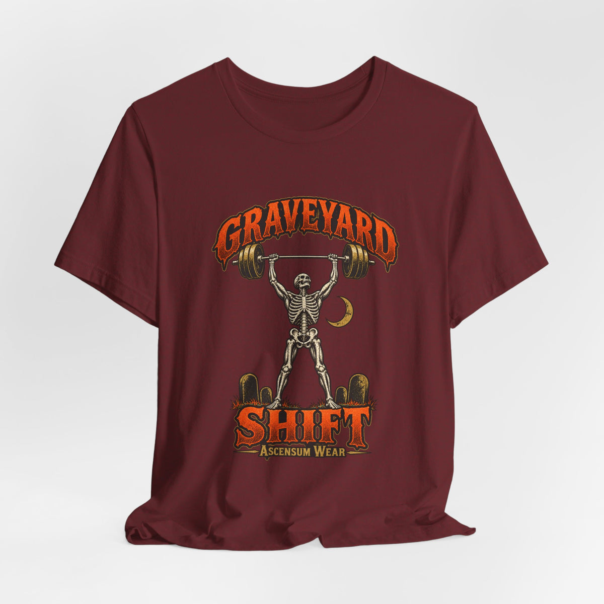 Graveyard Shift — Skeleton Weightlifter Front Print Tee | Ascensum Wear