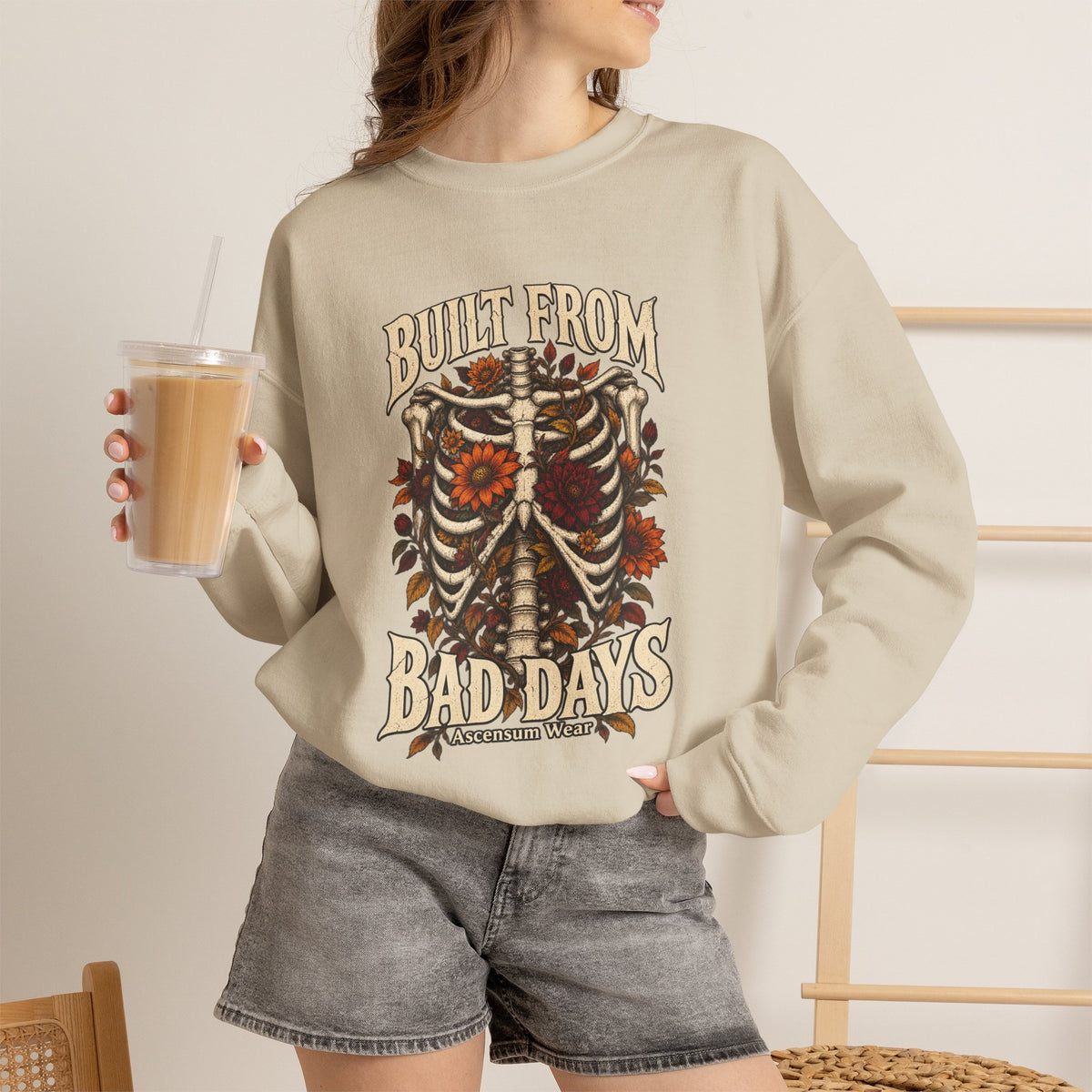 Bullet From Bad Days — Skeleton Flowers Halloween Crewneck | Ascensum Wear