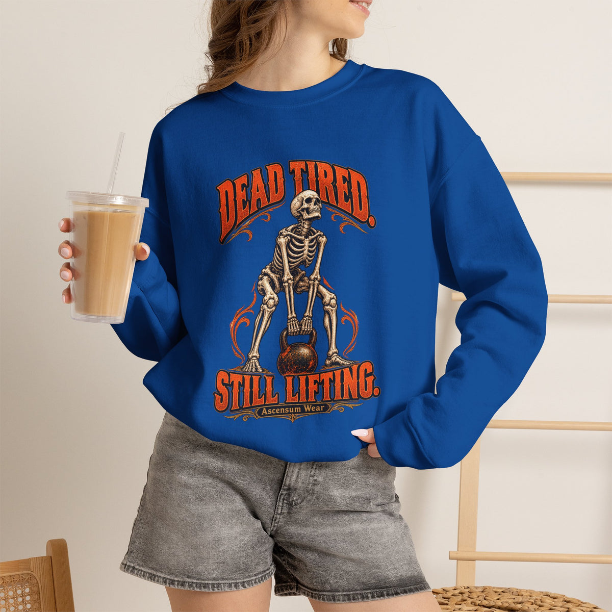 Dead Tired Still Lifting — Halloween Fitness Unisex Crewneck | Ascensum Wear