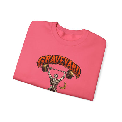 Graveyard Shift — Skeleton Weightlifter Front Print Crewneck | Ascensum Wear