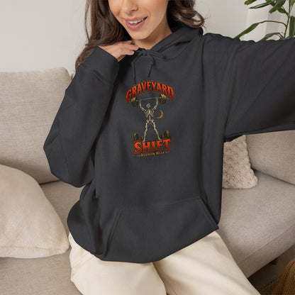 Graveyard Shift — Skeleton Weightlifter Front Print Hoodie | Ascensum Wear