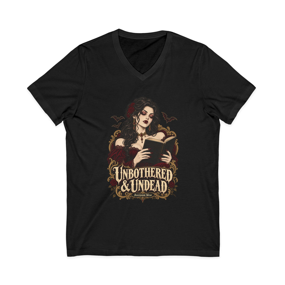 Unbothered & Undead — Women's Gothic Halloween V Neck | Ascensum Wear