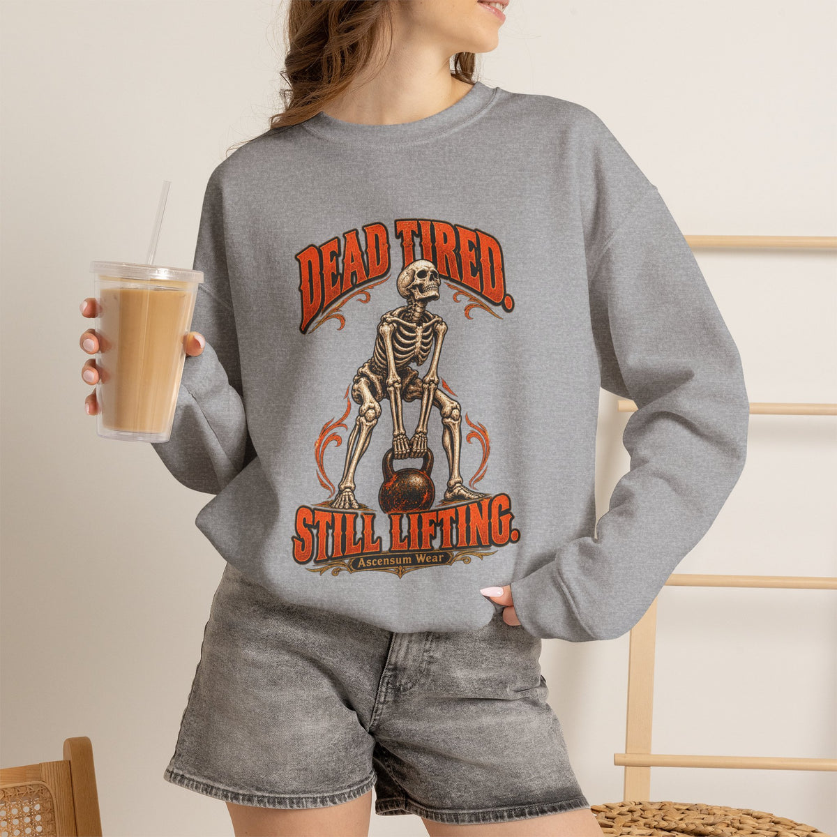Dead Tired Still Lifting — Halloween Fitness Unisex Crewneck | Ascensum Wear