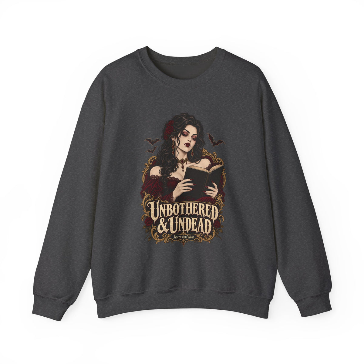 Unbothered & Undead — Women's Gothic Halloween Crewneck | Ascensum Wear