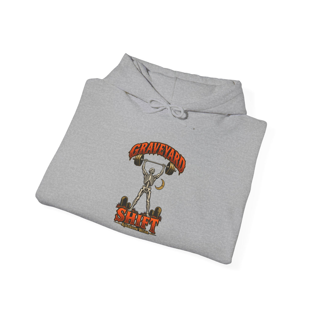 Graveyard Shift — Skeleton Weightlifter Front Print Hoodie | Ascensum Wear