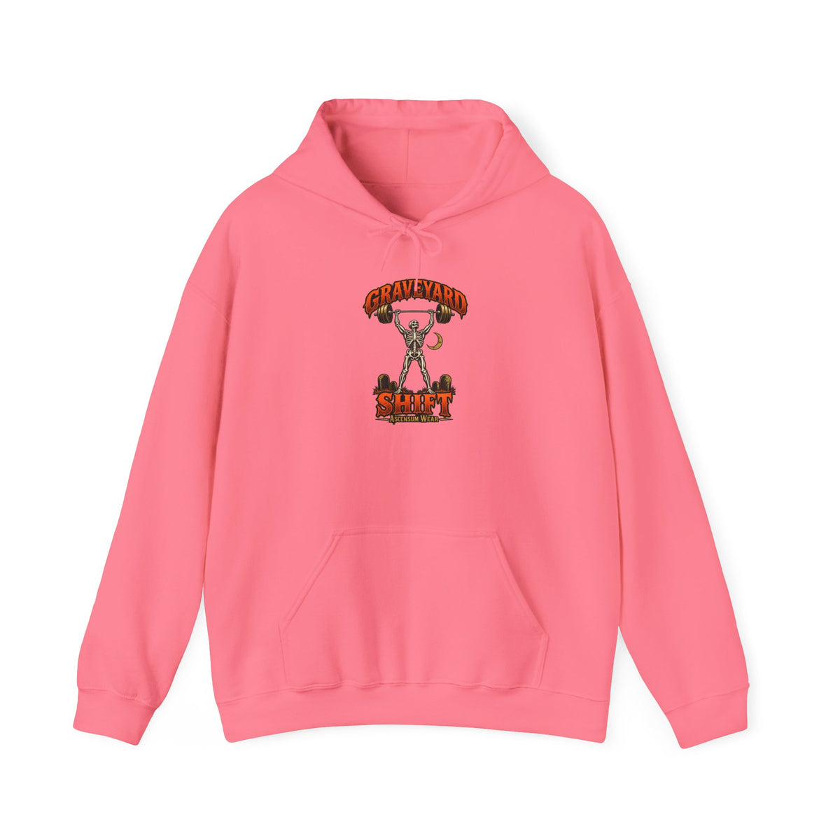 Graveyard Shift — Skeleton Weightlifter Front Print Hoodie | Ascensum Wear