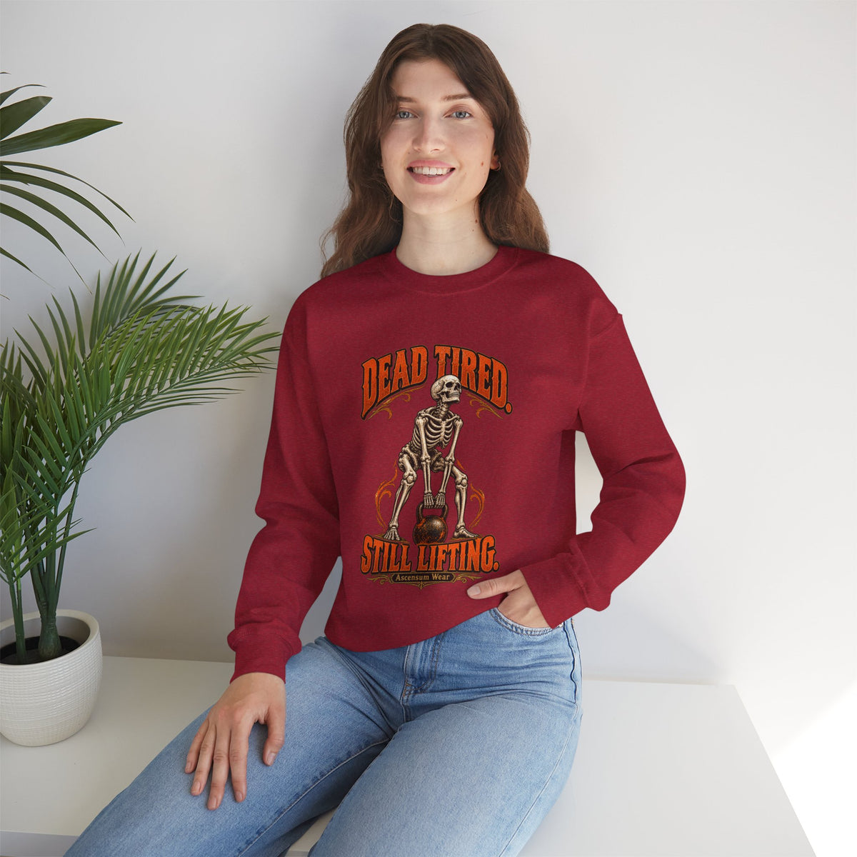 Dead Tired Still Lifting — Halloween Fitness Unisex Crewneck | Ascensum Wear