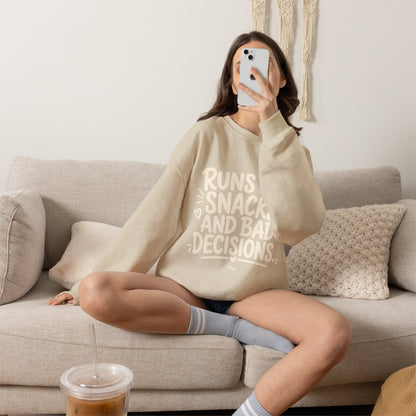 Runs On Snacks And Bad Decisions — Women's Empowerment Crewneck | Ascensum Wear