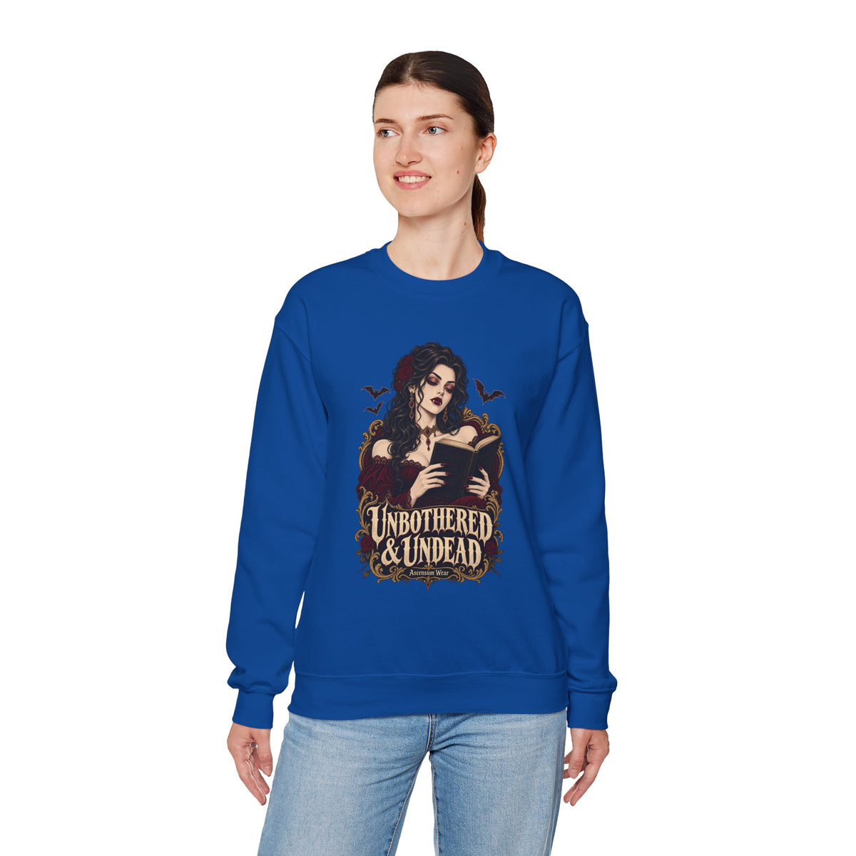 Unbothered & Undead — Women's Gothic Halloween Crewneck | Ascensum Wear