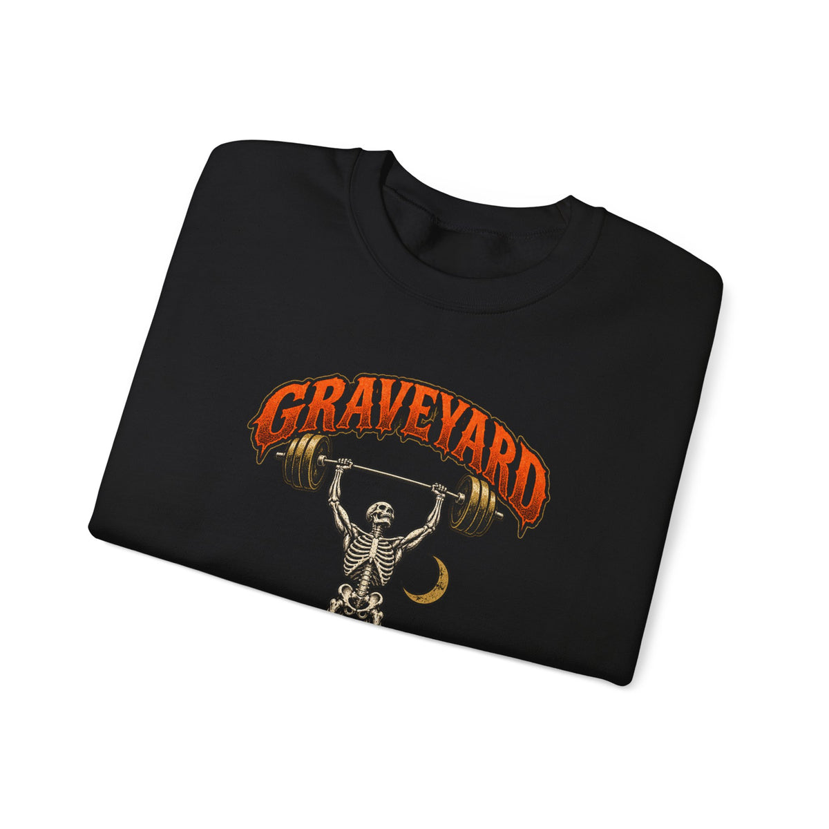 Graveyard Shift — Skeleton Weightlifter Front Print Crewneck | Ascensum Wear