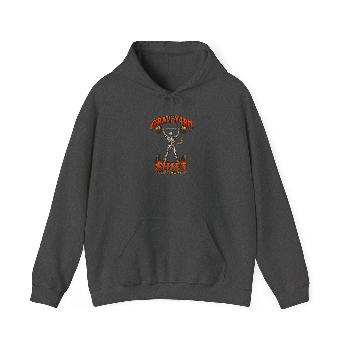 Graveyard Shift — Skeleton Weightlifter Front Print Hoodie | Ascensum Wear