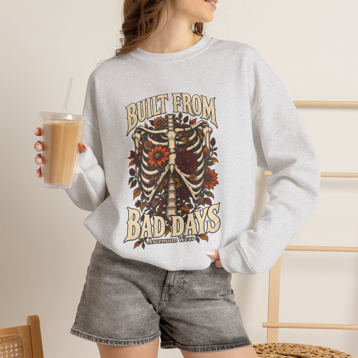 Bullet From Bad Days — Skeleton Flowers Halloween Crewneck | Ascensum Wear