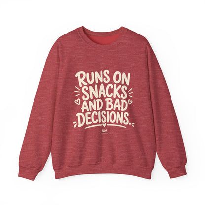 Runs On Snacks And Bad Decisions — Women's Empowerment Crewneck | Ascensum Wear