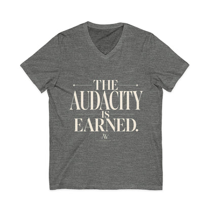 The Audacity Is Earned — Women's Empowerment V-Neck Tee | Ascensum Wear