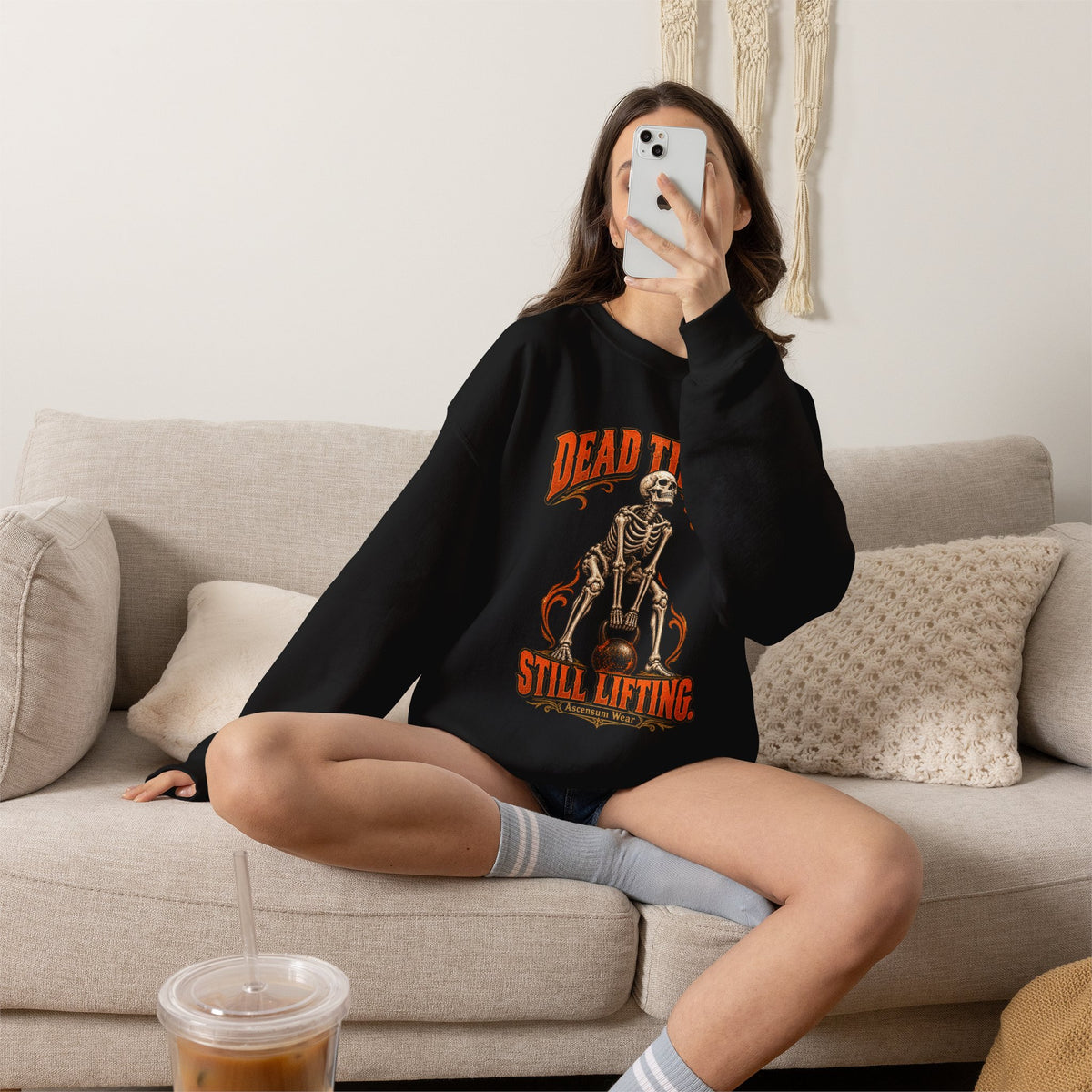 Dead Tired Still Lifting — Halloween Fitness Unisex Crewneck | Ascensum Wear