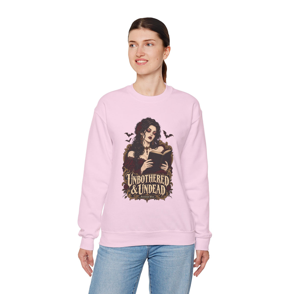 Unbothered & Undead — Women's Gothic Halloween Crewneck | Ascensum Wear