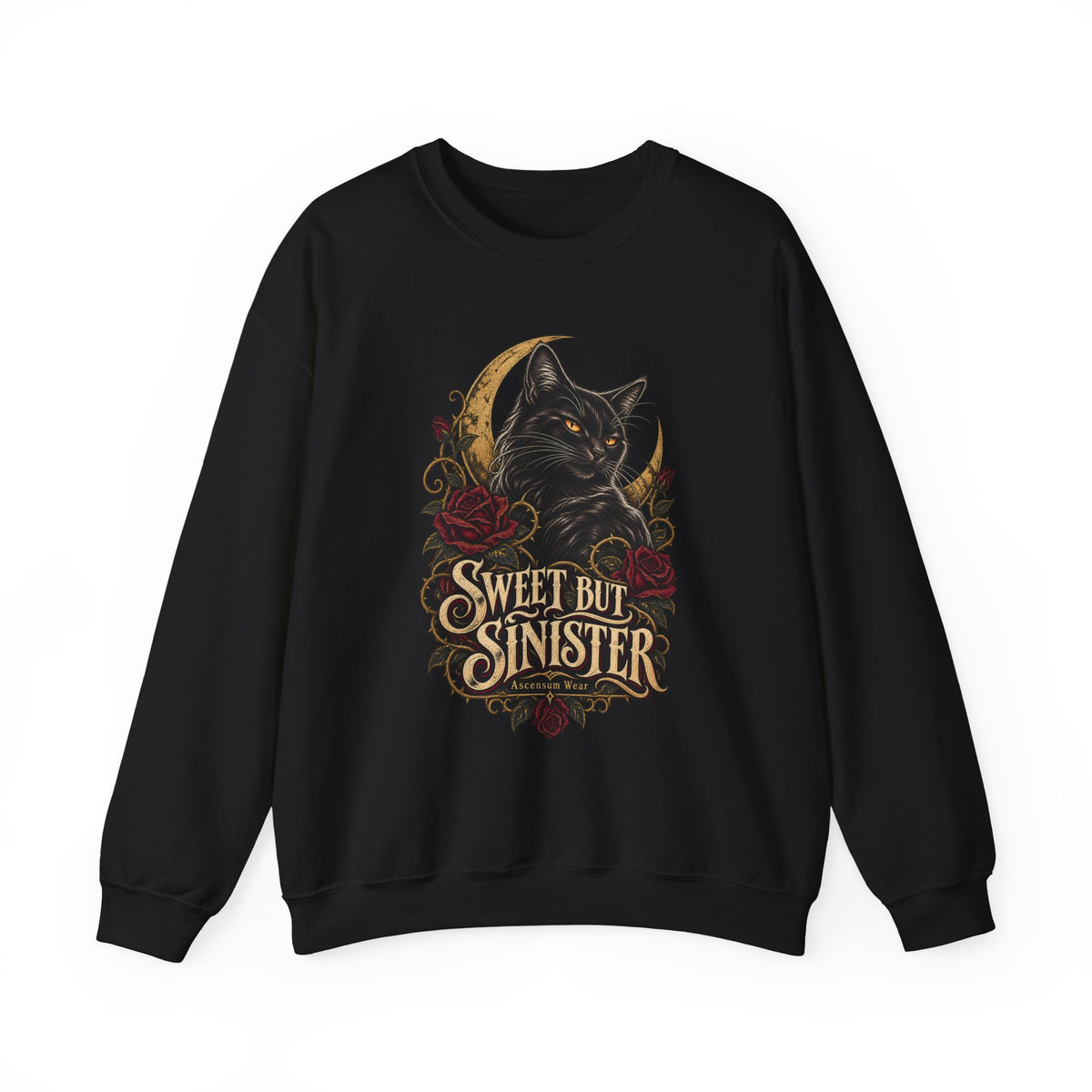 Sweet But Sinister — Black Cat Halloween Crewneck | Ascensum Wear
