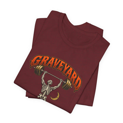 Graveyard Shift — Skeleton Weightlifter Front Print Tee | Ascensum Wear