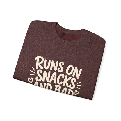 Runs On Snacks And Bad Decisions — Women's Empowerment Crewneck | Ascensum Wear