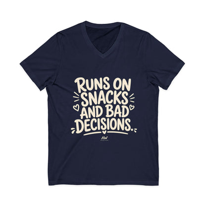Runs On Snacks And Bad Decisions — Women's Empowerment V-Neck Tee