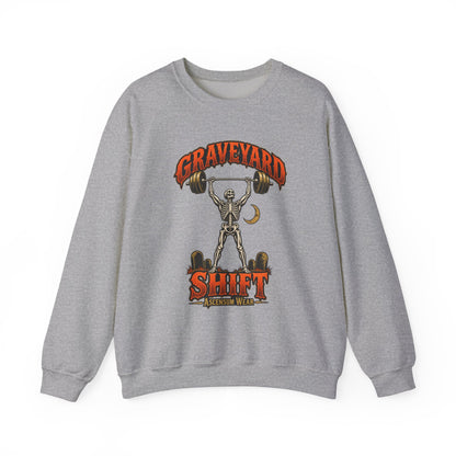 Graveyard Shift — Skeleton Weightlifter Front Print Crewneck | Ascensum Wear
