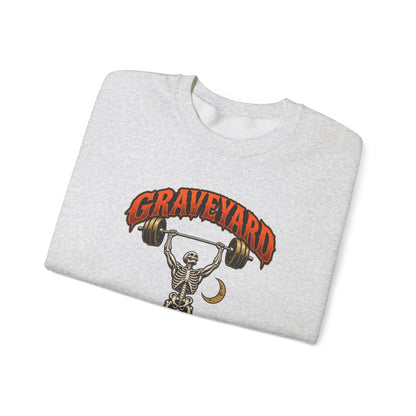 Graveyard Shift — Skeleton Weightlifter Front Print Crewneck | Ascensum Wear