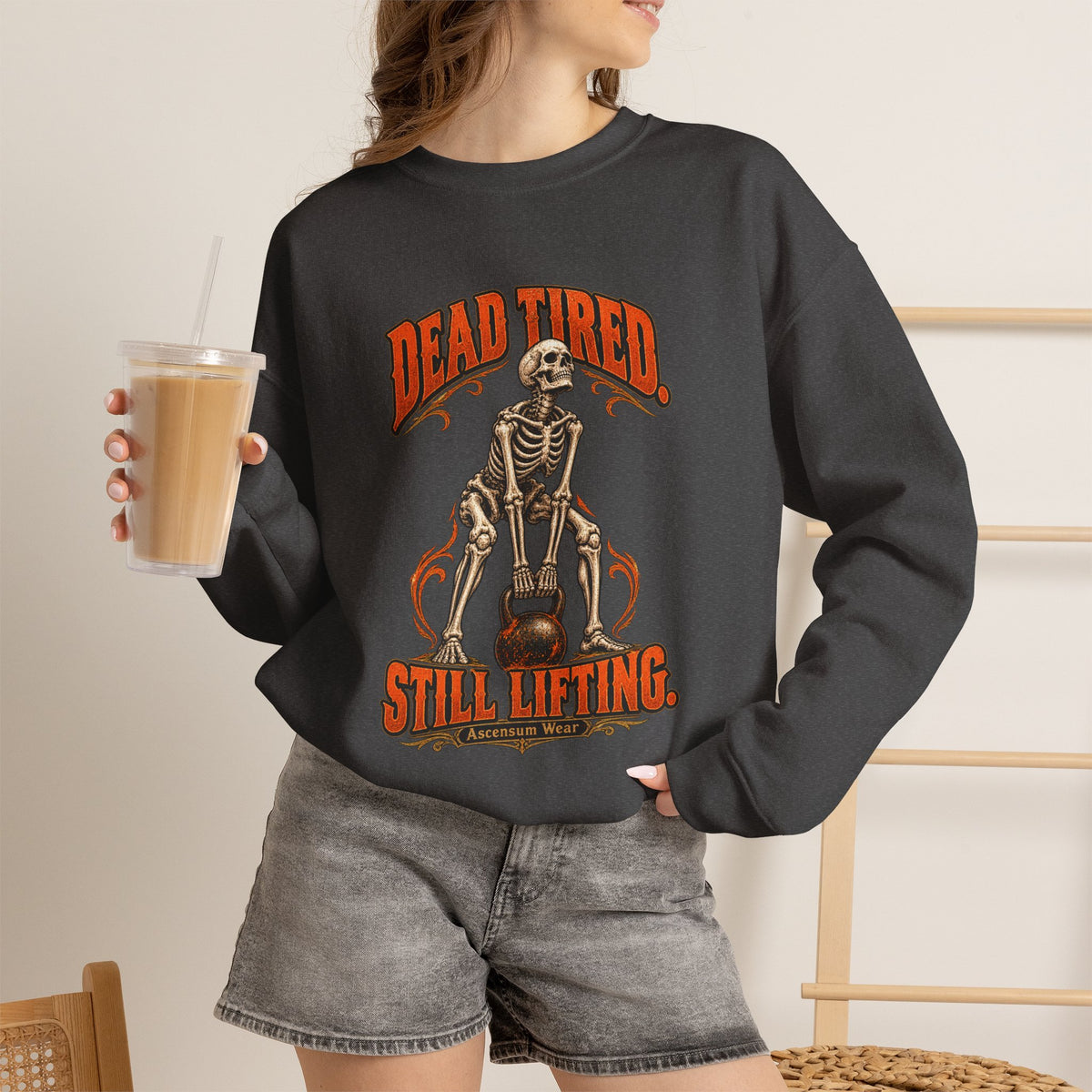 Dead Tired Still Lifting — Halloween Fitness Unisex Crewneck | Ascensum Wear