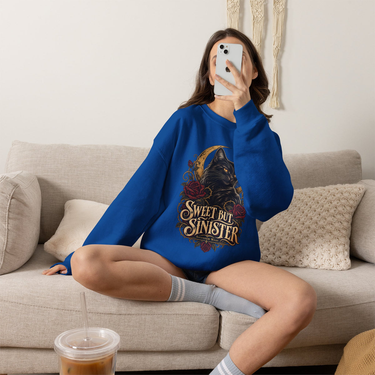 Sweet But Sinister — Black Cat Halloween Crewneck | Ascensum Wear