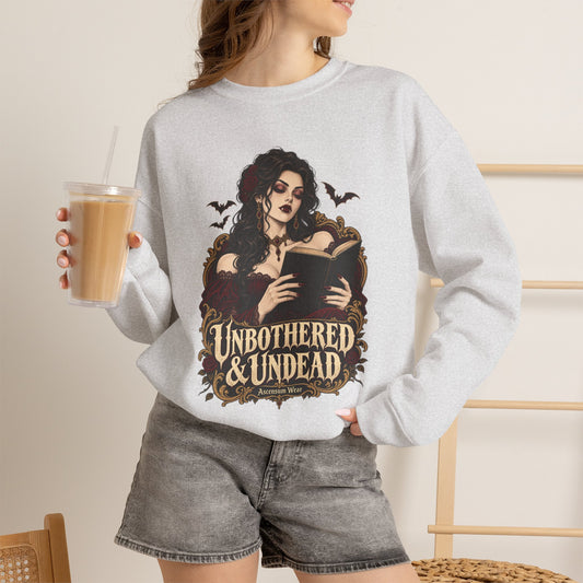 Unbothered & Undead — Women's Gothic Halloween Crewneck | Ascensum Wear