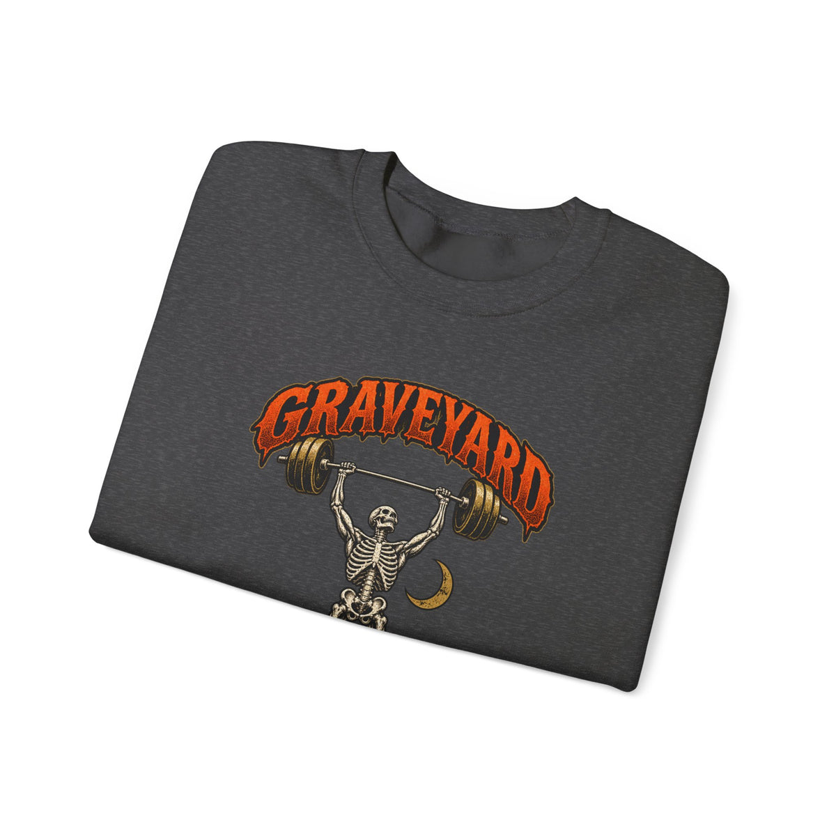 Graveyard Shift — Skeleton Weightlifter Front Print Crewneck | Ascensum Wear