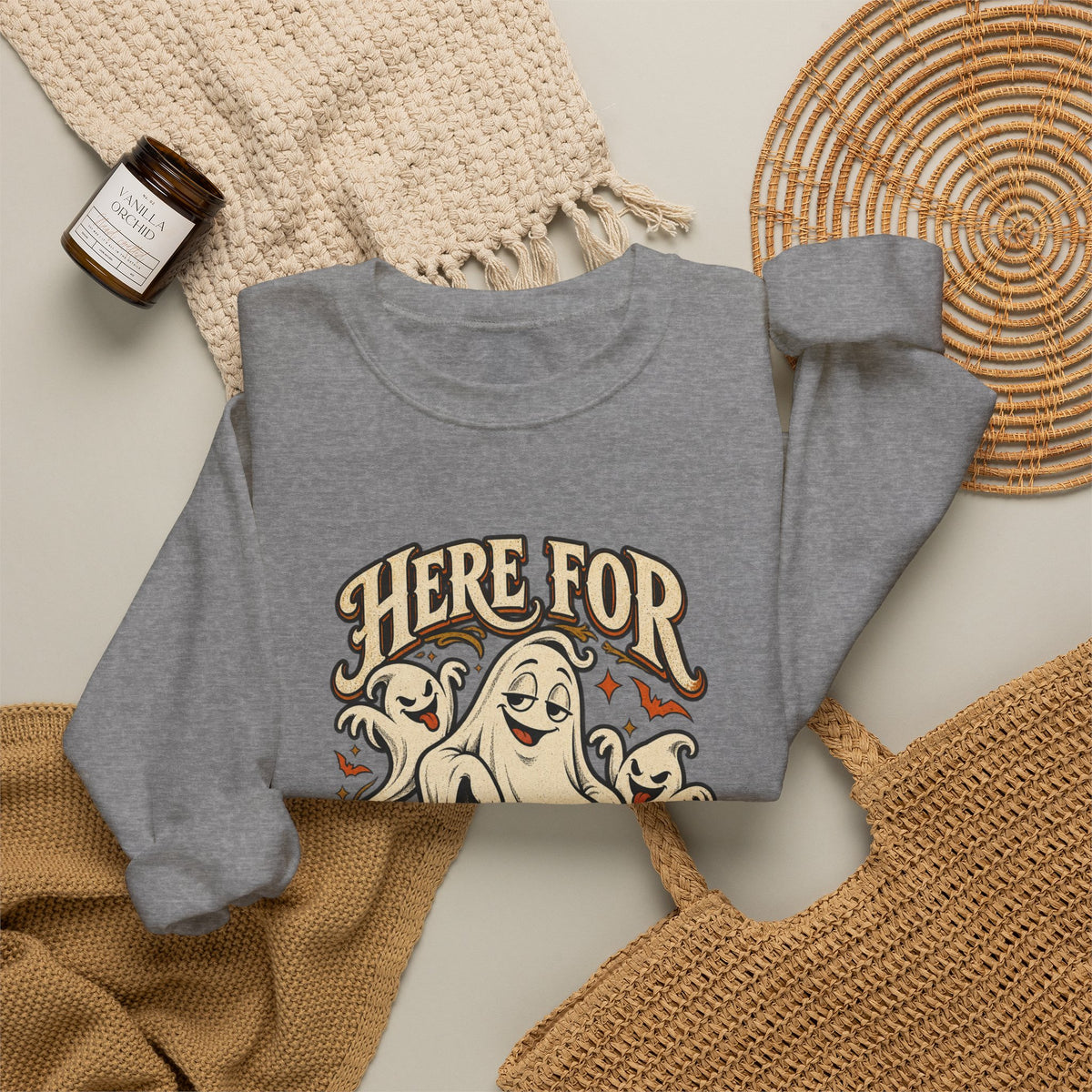 Here for the Boos — Vintage Ghost Trio Unisex Crewneck | Ascensum Wear