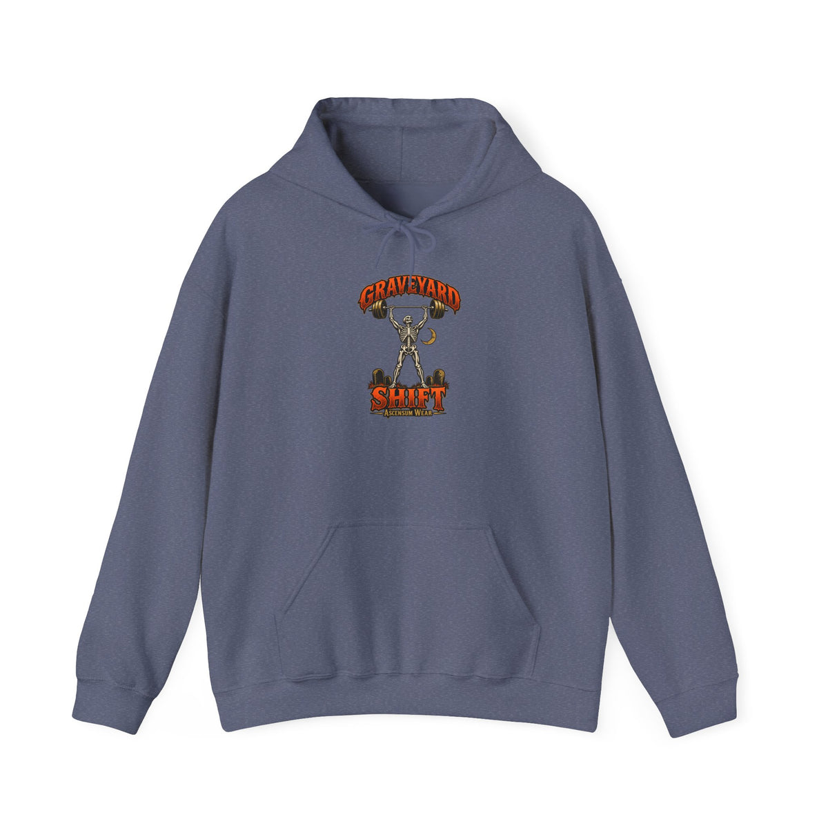 Graveyard Shift — Skeleton Weightlifter Front Print Hoodie | Ascensum Wear