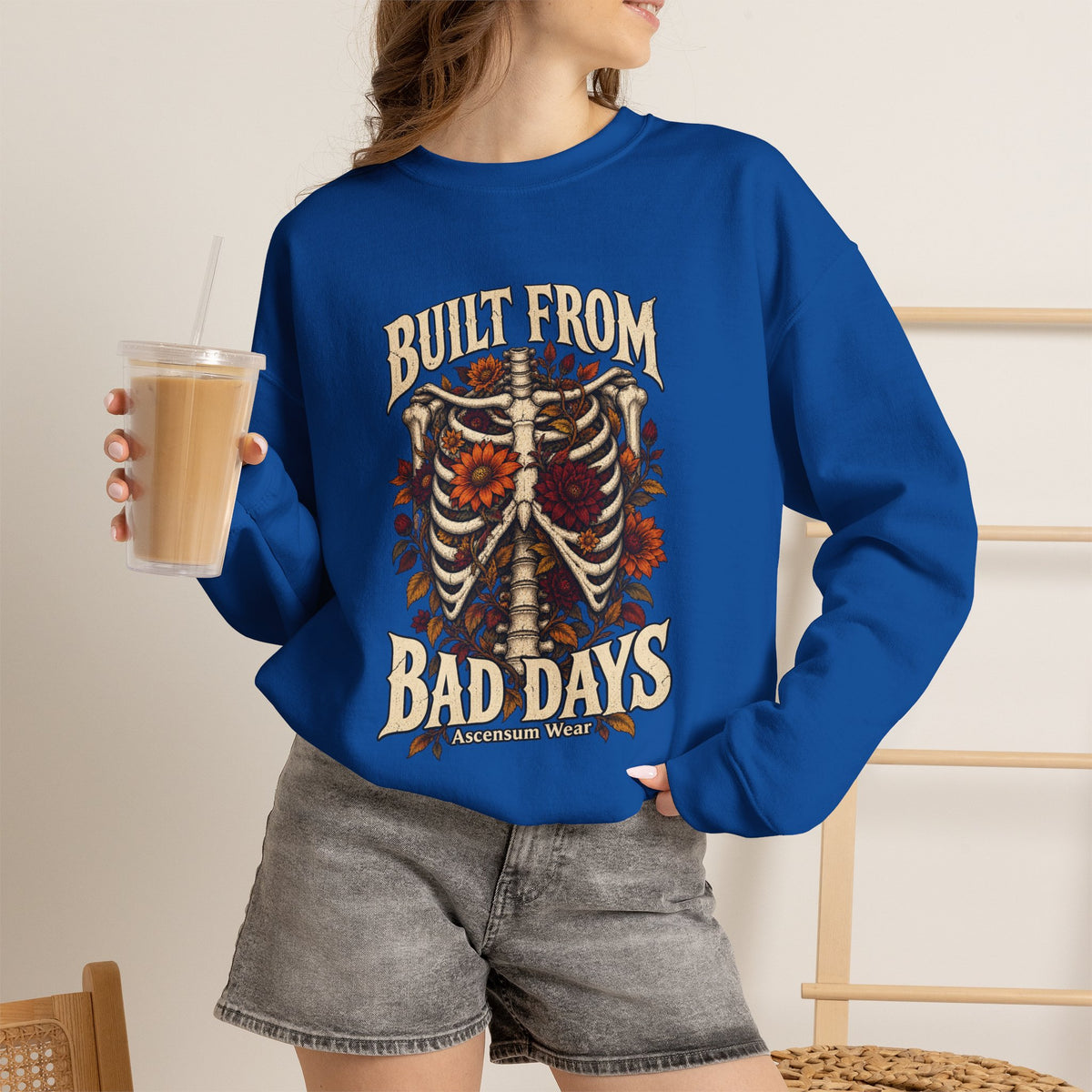 Bullet From Bad Days — Skeleton Flowers Halloween Crewneck | Ascensum Wear