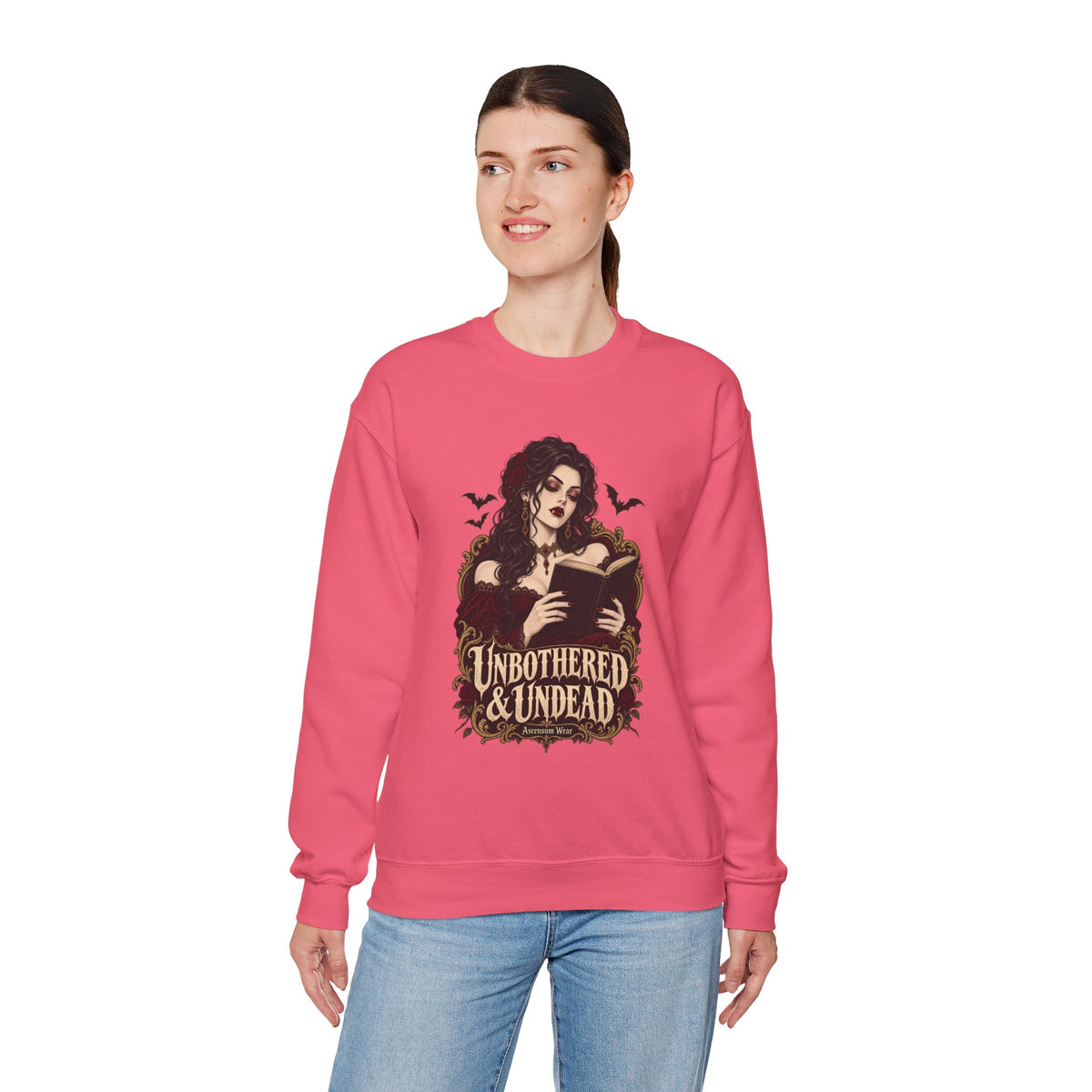 Unbothered & Undead — Women's Gothic Halloween Crewneck | Ascensum Wear