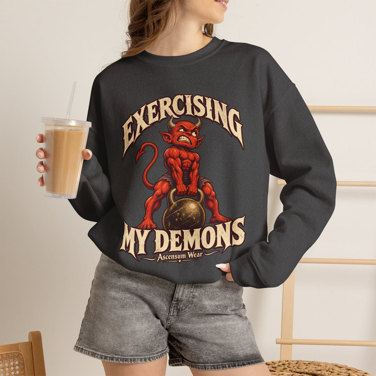 Exercising My Demons — Halloween Unisex Crewneck | Ascensum Wear