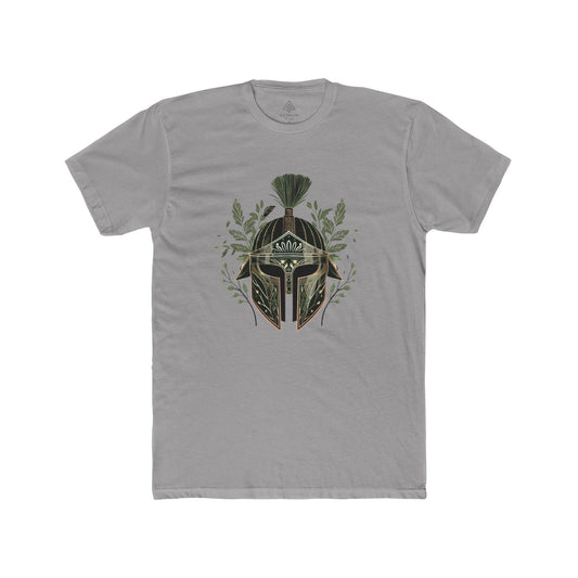 Verdant Valor Tee – Botanical Spartan Helmet Design