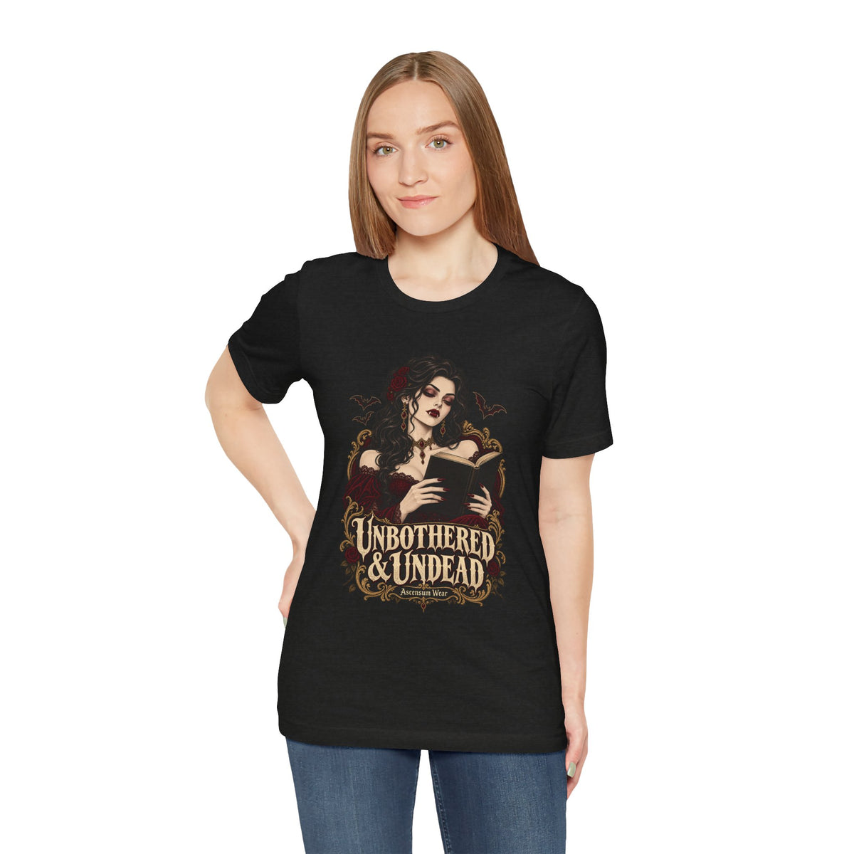 Unbothered & Undead — Women's Gothic Halloween Tee | Ascensum Wear