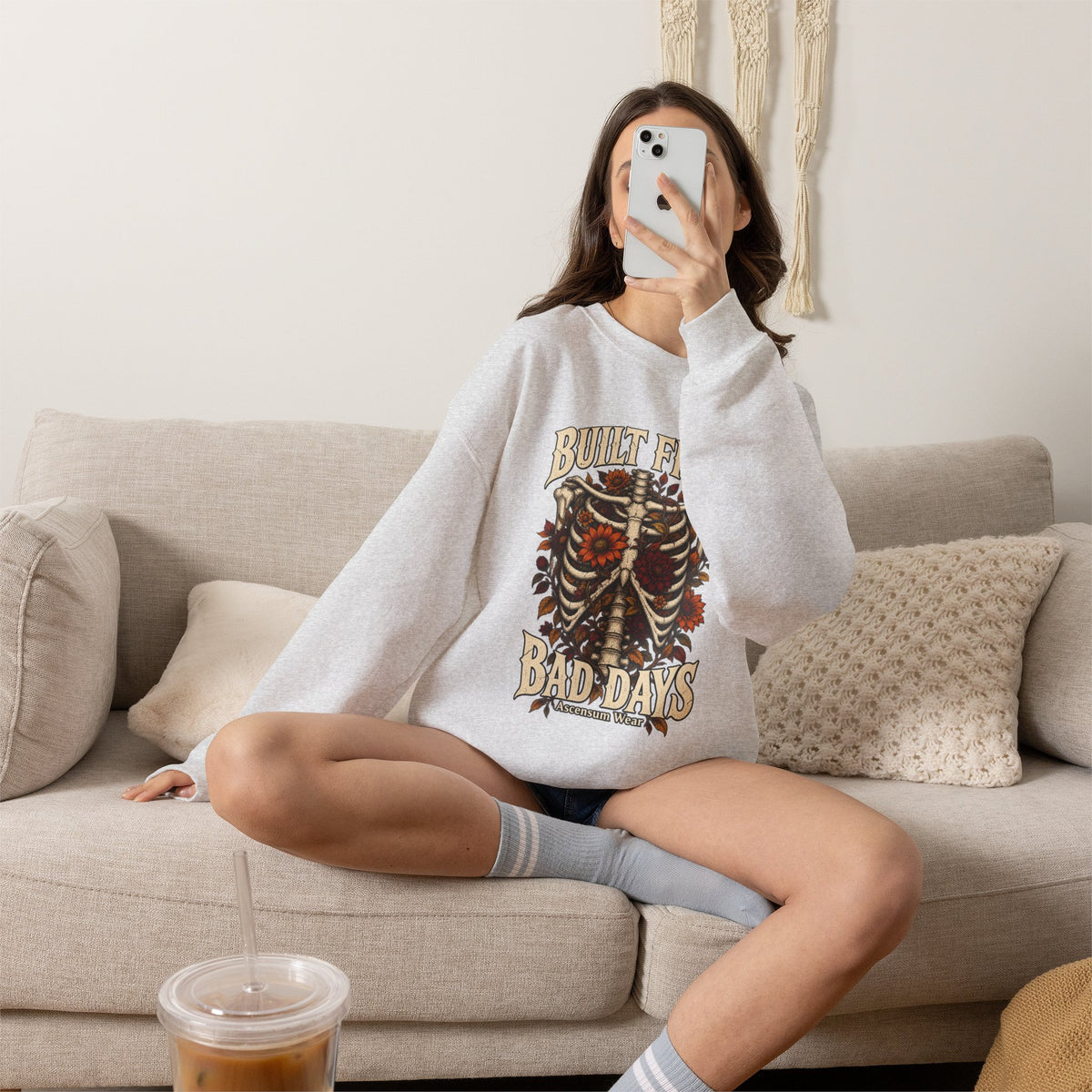 Bullet From Bad Days — Skeleton Flowers Halloween Crewneck | Ascensum Wear