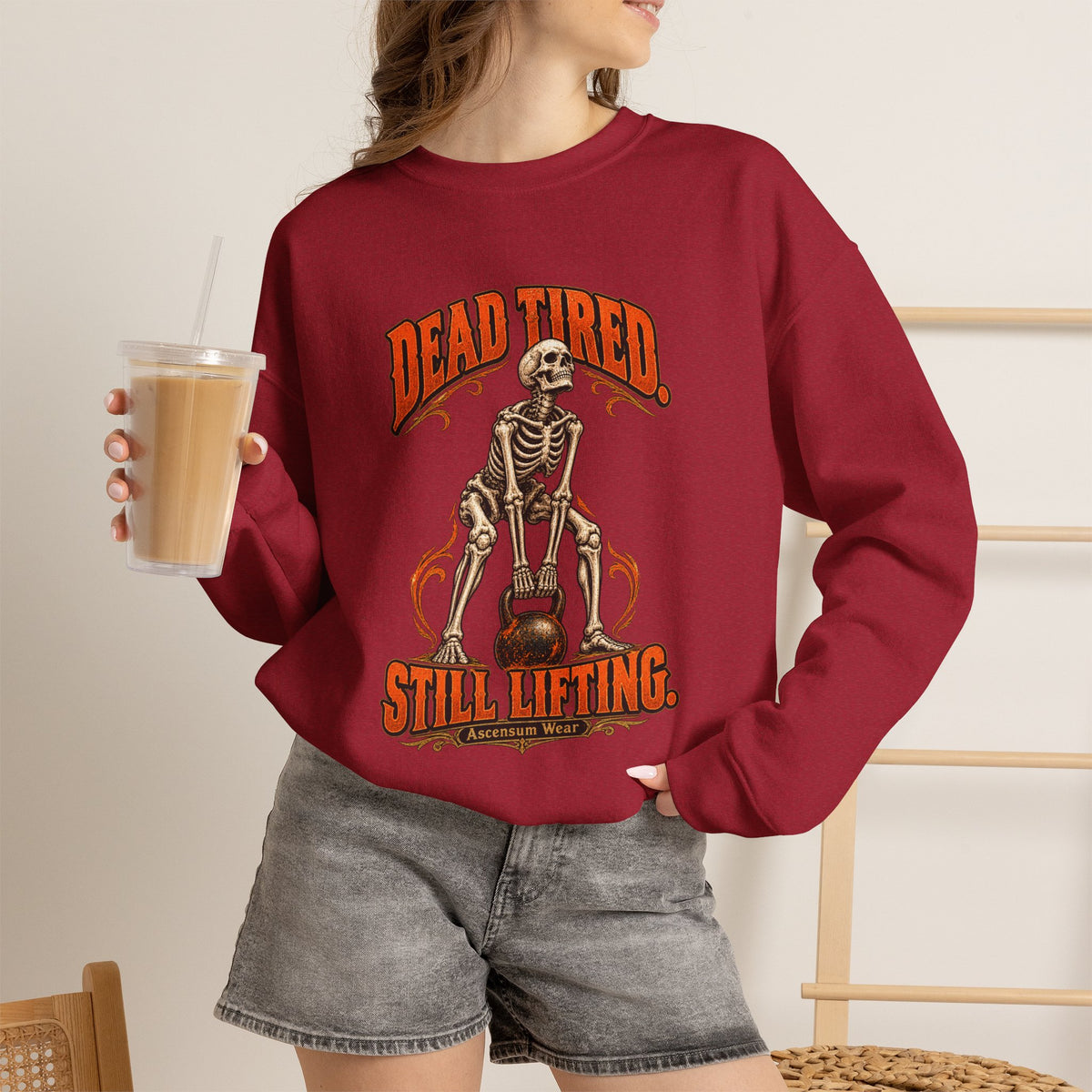 Dead Tired Still Lifting — Halloween Fitness Unisex Crewneck | Ascensum Wear